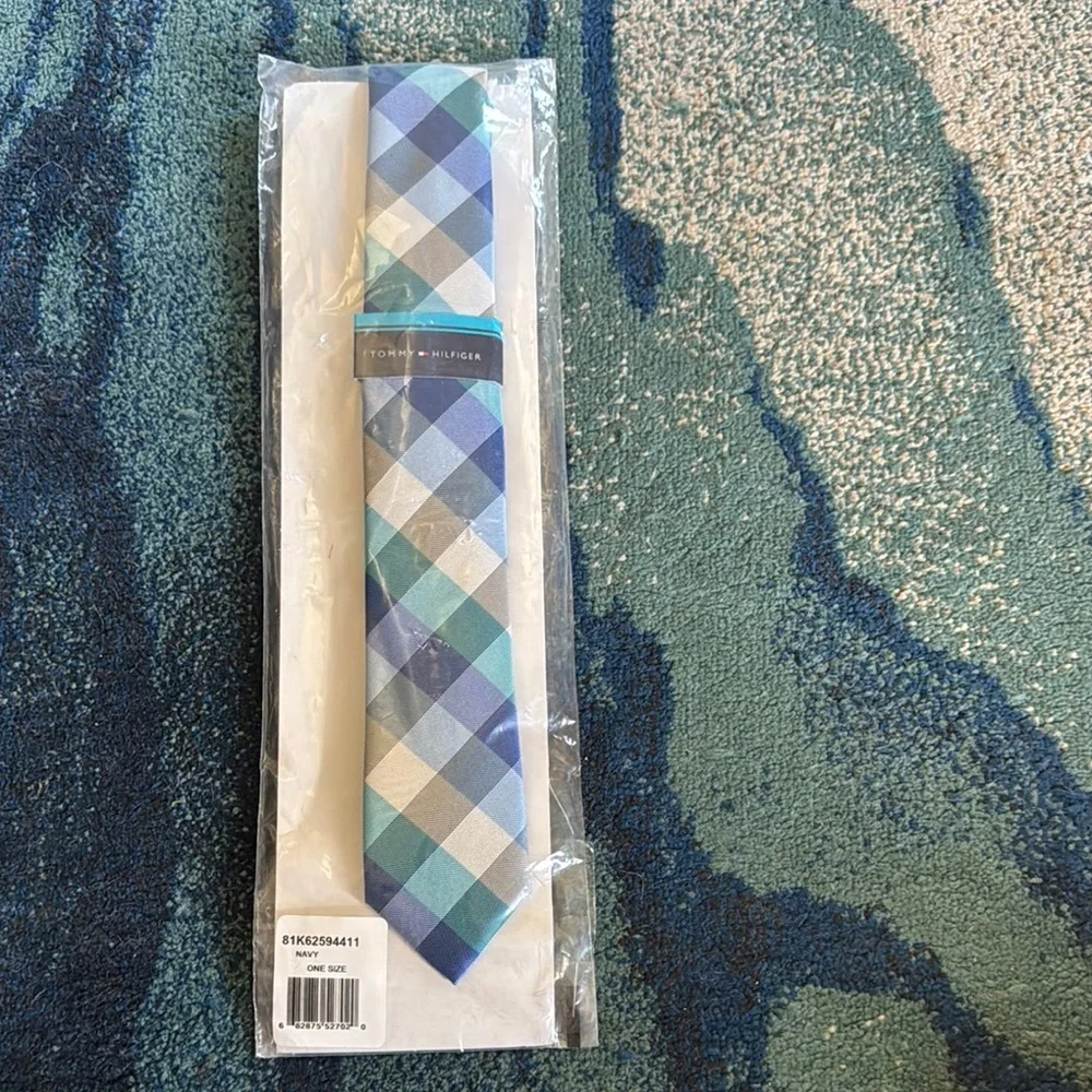 New, Kids Tommy Hilfiger Blue Plaid Tie